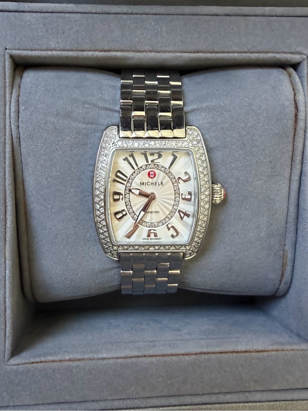 Michele Silver-Tone Diamond Accent Women's Watch